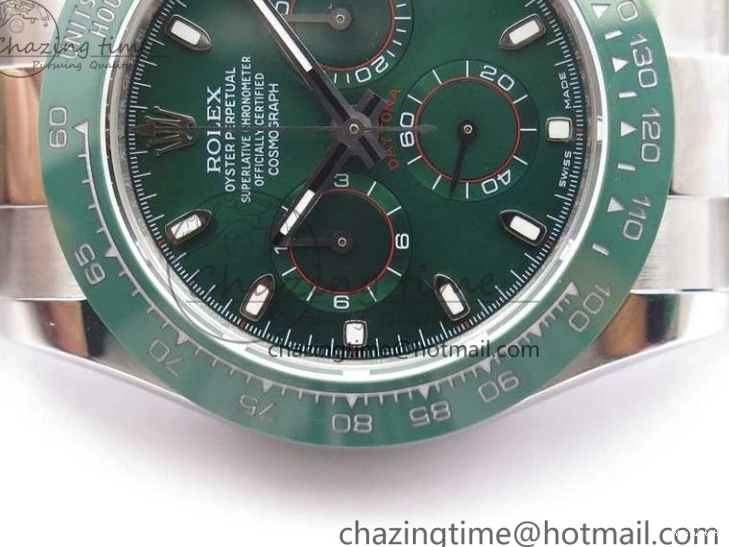 Ceramic A7750 Daytona on Dial SS Green 116520 Real SS Stick Markers Bezel Bracelet Edition UBF Best 0301